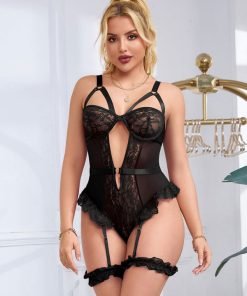 Sexy Slim Lace Garter Leg Ring Black Teddy