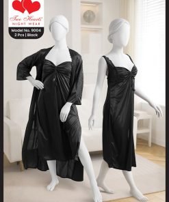 Luxury Black Satin Bridal Nightwear Set with Robe