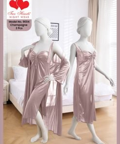 Luxury Champagne Satin Bridal Nightwear Set with Robe